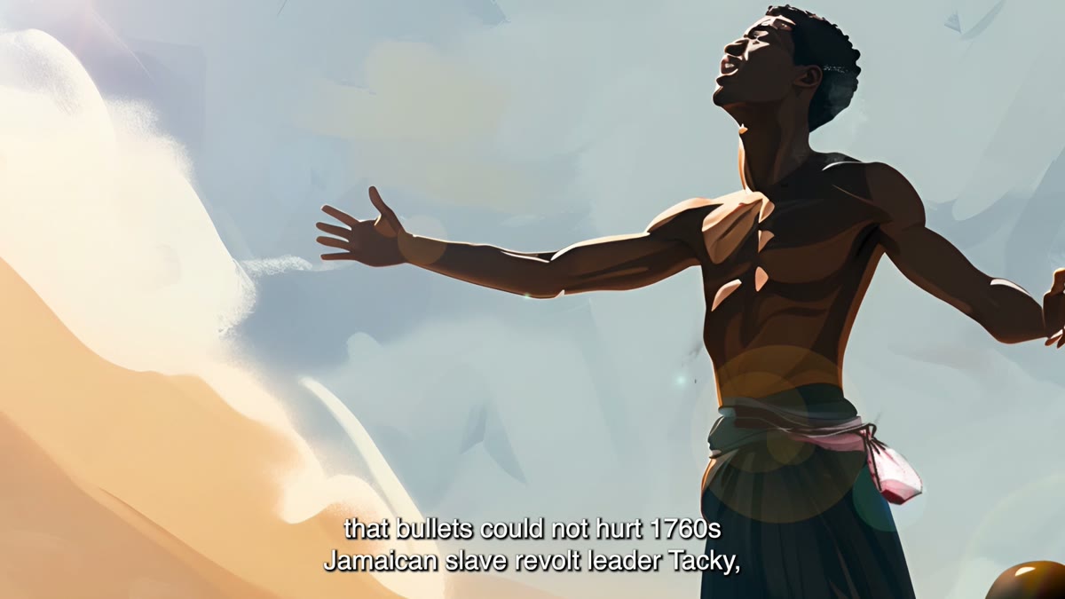 Film still: a young Black man with arms outstretched, believed invulnerable